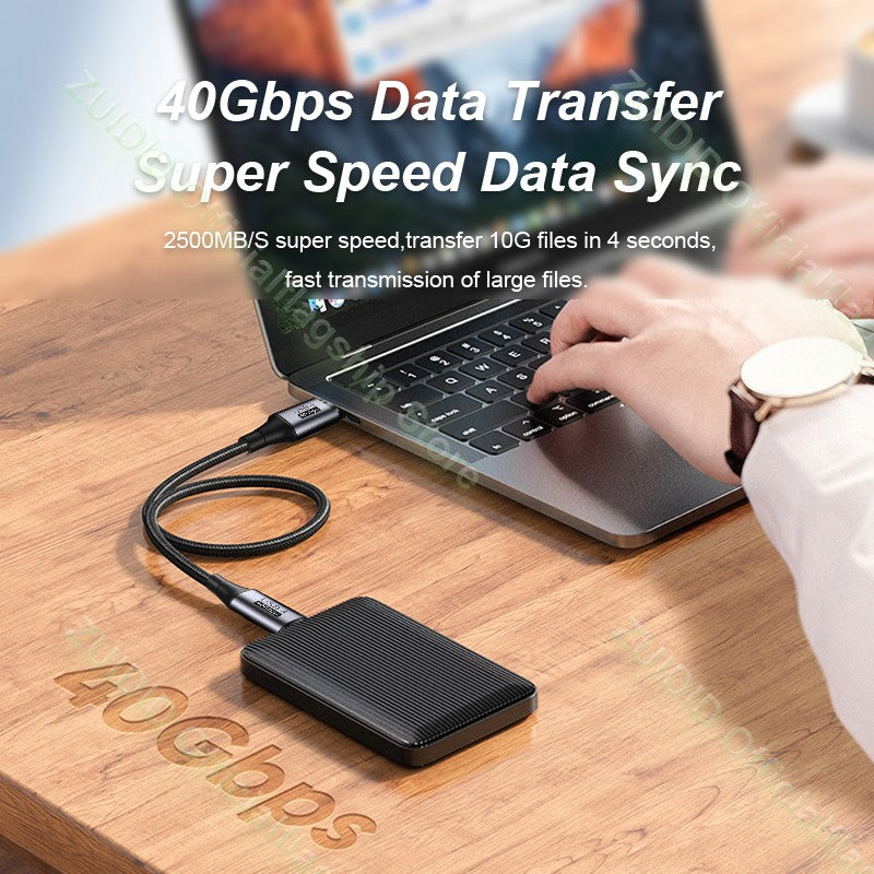 Codo USB4.0 Thunderbolt 3 Cable de datos de 40Gbps USB C a tipo C 8K @ 60Hz Cable de vídeo PD 100W 5A Cable de carga rápida para Macbook Pro