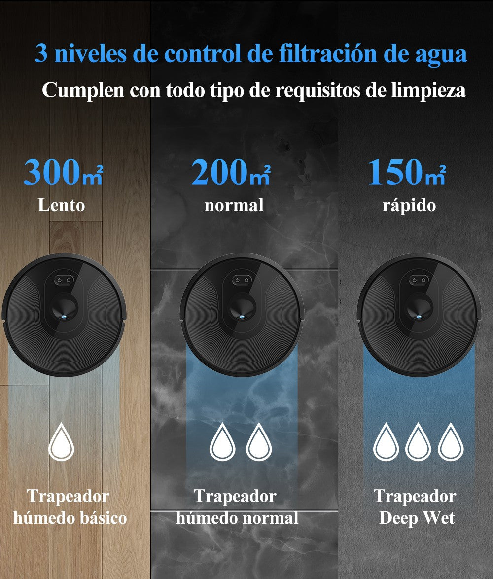 Robot aspirador ABIR X6PRO, sistema Smart Eye, aplicación No-Go Lines, línea Virtual APP, succión de 6000PA, fregona húmeda inteligente para el hogar