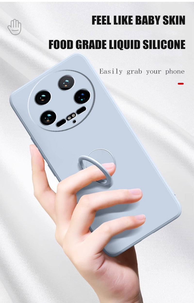 Funda para Xiaomi 14 Ultra Líquido silicona anillo soporte suave funda de teléfono para Xiaomi 14 Ultra a prueba de golpes Fundas traseras Xiaomi 14Ultra