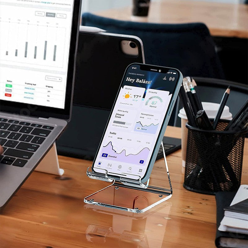 Soporte de acrílico transparente para teléfono móvil, base de escritorio para teléfono inteligente, cargador de escritorio Universal, soporte para teléfono