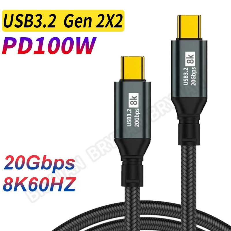 Cable USB C 3,2 20Gbps Thunderbolt 3 8K 100W tipo C a tipo C carga rápida para iPhone 15 Pro Max MacBook xiaomi redmi note 12