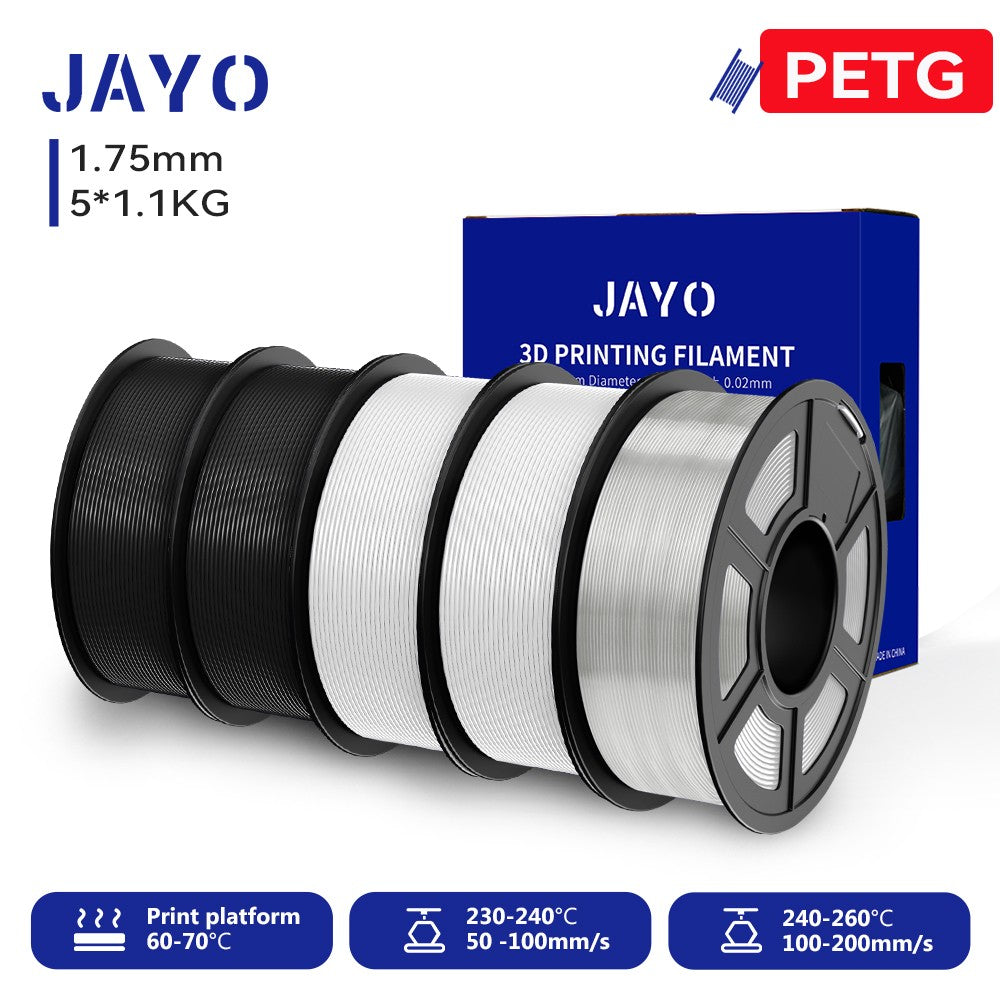 Filamento para Impresora 3D JAYO PETG/PLA/PLA PLUS, 1.75mm, 5.5KG, 100% Sin Burbujas, No Tóxico, Materiales de Impresión 3D para Impresora 3D y Bolígrafo 3D
