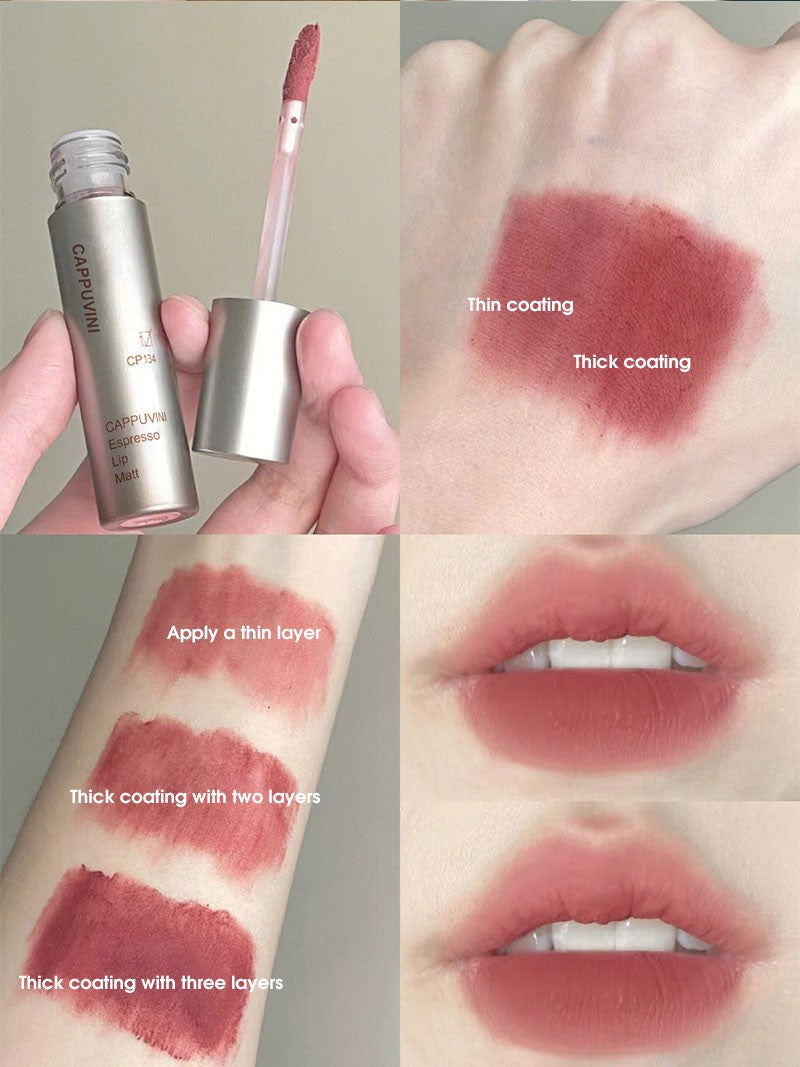 Brillo de labios de niebla mate de terciopelo único, taza antiadherente impermeable, esmalte de labios a prueba de manchas, lápiz labial líquido que no se decolora