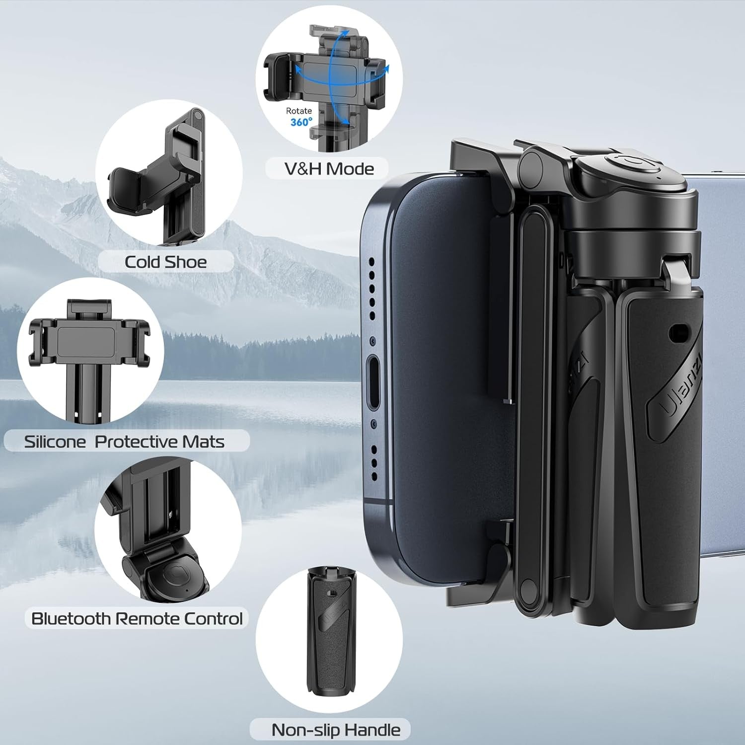 ULANZI JJ02 trípode para palo de Selfie trípode de teléfono con agarre extensible con control remoto desmontable 2 zapatos fríos tamaño de bolsillo Mini soporte para teléfono