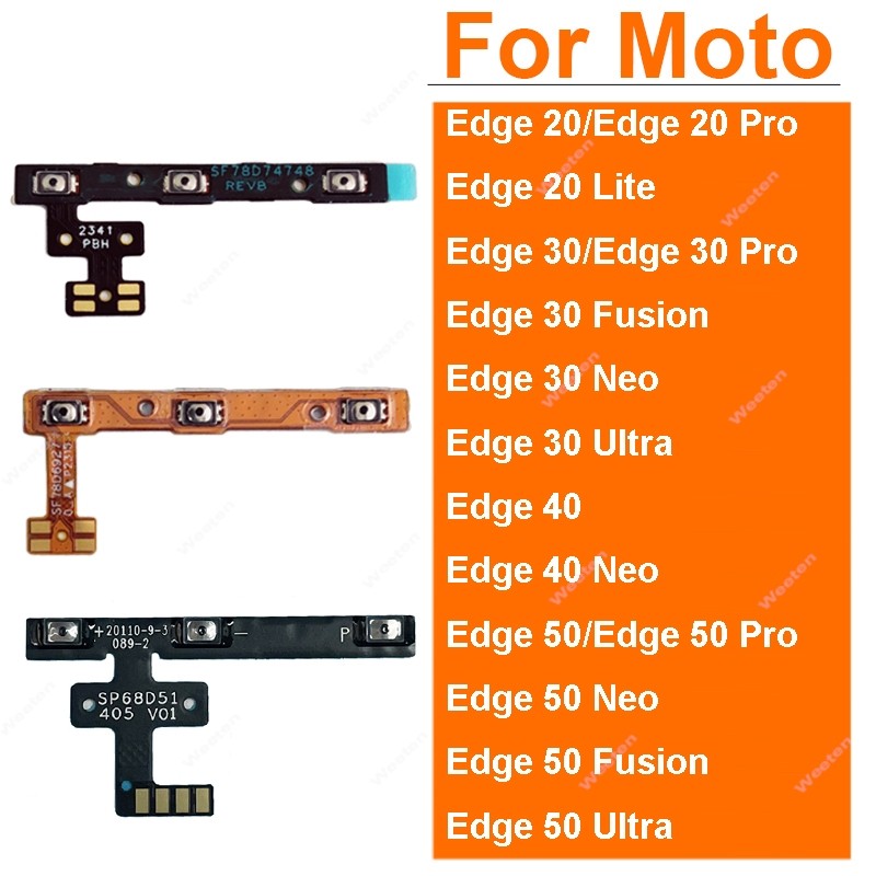 Cable flexible de botones de encendido/apagado y volumen para Motorola MOTO Edge 20 30 X30 40 50 S Pro Lite Fusion Neo Ultra, reparación de encendido y volumen