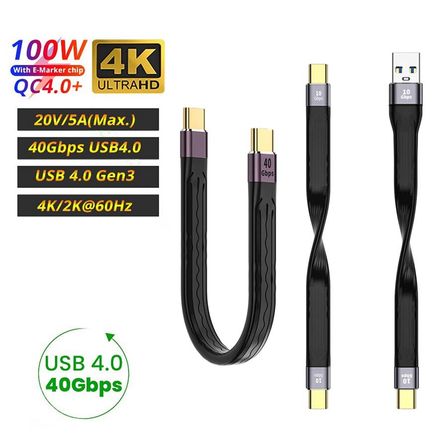 Cable USB C a USB tipo C de 40Gbps para MacBook Pro carga rápida 4,0/3,1 60W 100W PD carga rápida para Samsung Xiaomi Cable de carga