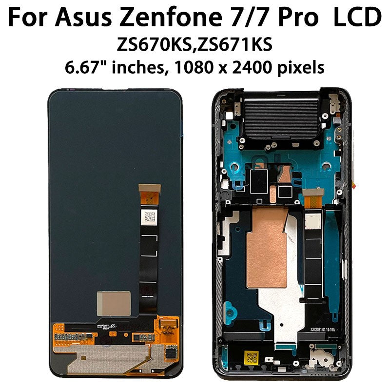 Pantalla AMOLED para Asus Zenfone 7 ZS670KS / Zenfone 7 Pro ZS671KS, ensamblaje de digitalizador de pantalla táctil para Zenfone 8 Flip ZS672KS LCD
