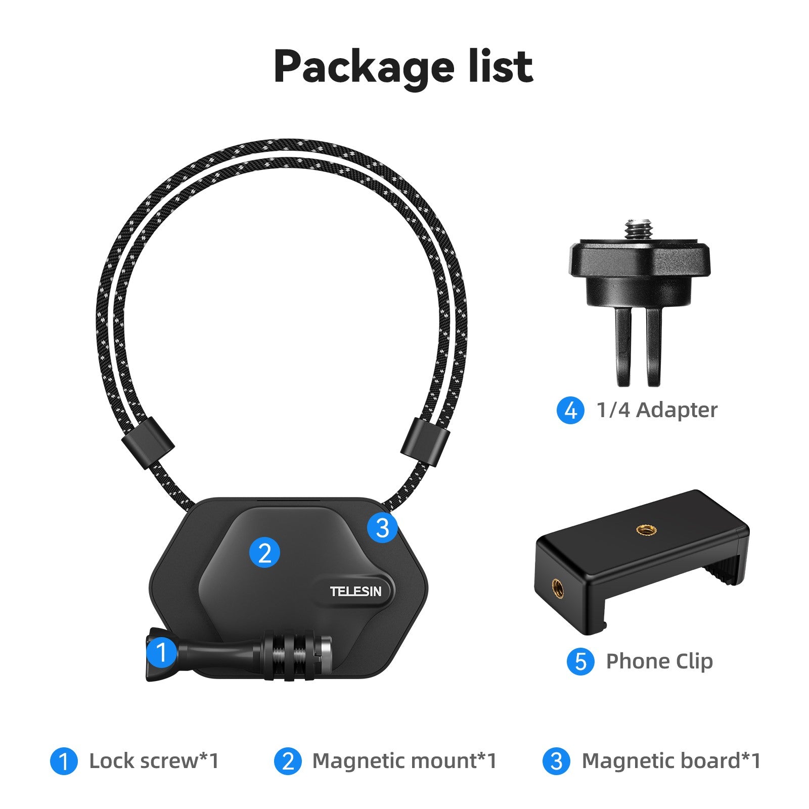TELESIN-soporte magnético para cámara, montaje colgante de liberación rápida para GoPro 12, 11, 10, Action 4, insta360, X3