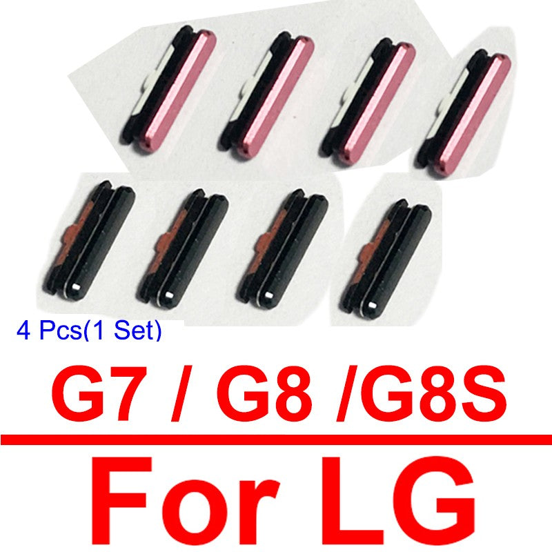 4 unids/lote para LG G7 G8 G8S G8X botones laterales de volumen de energía encendido apagado volumen de energía reemplazo de teclas laterales pequeñas