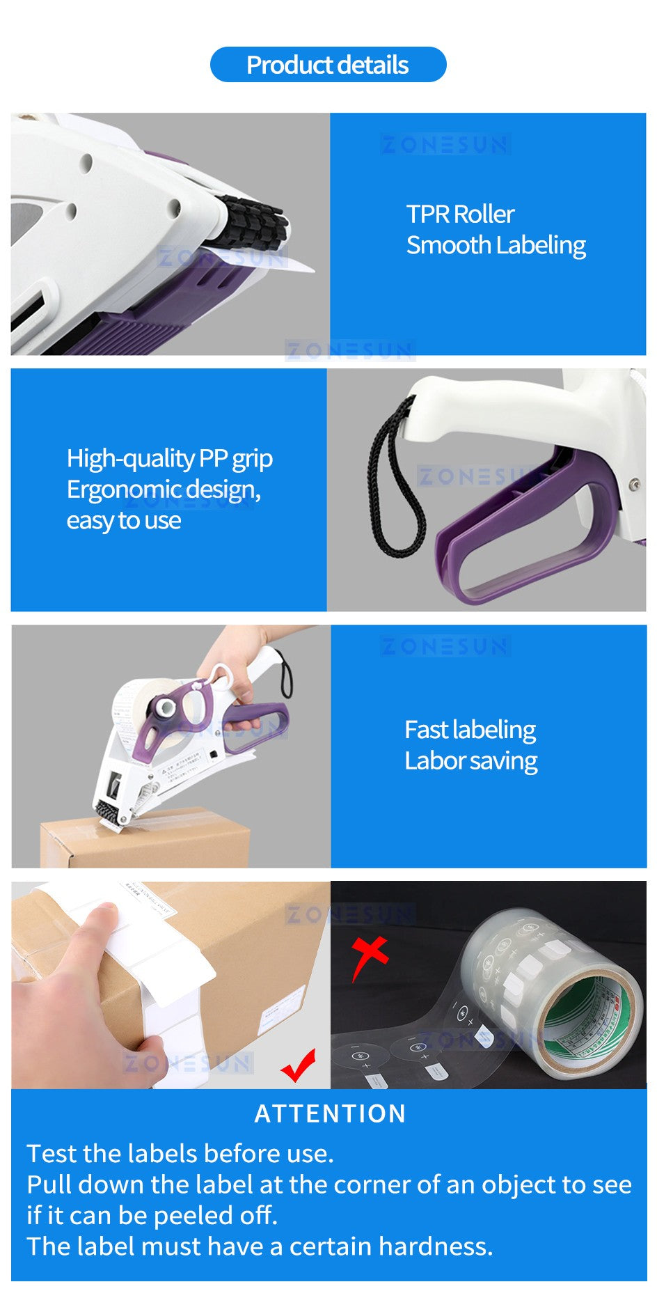 ZONESUN YH-60 Mano Manual Etiquetadora plana Máquina de embalaje para la etiqueta adhesiva de la tapa del cartón de la caja de la botella Manejar Etiqueta de precio Postor