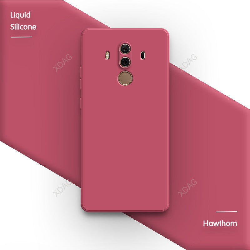 Funda de teléfono oficial de silicona líquida para Huawei Mate10 Mate 10 Pro 10Pro, cubiertas de protección de cámara de Color sólido cuadrado suave para parejas