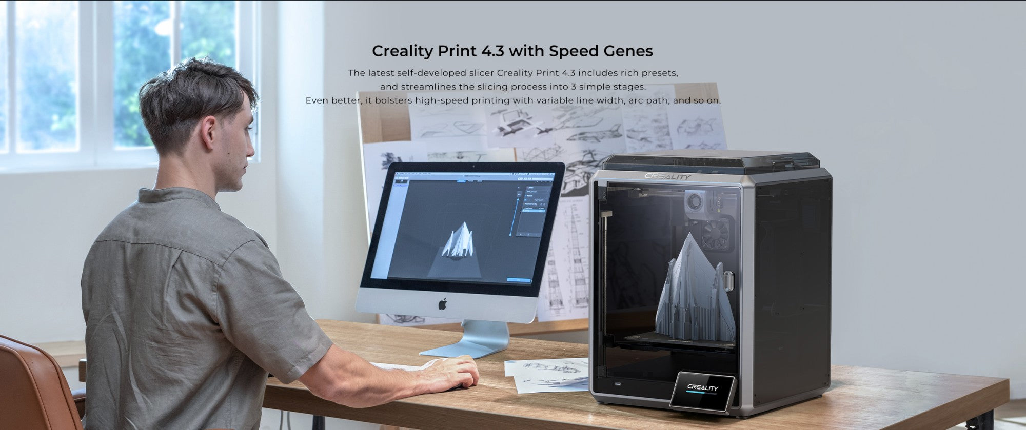 Creality-impresora 3D k1/K1MAX /K1C, extrusora de accionamiento directo de doble engranaje, velocidad de impresión Hotend de flujo máximo de 32mm, 600 MM/S