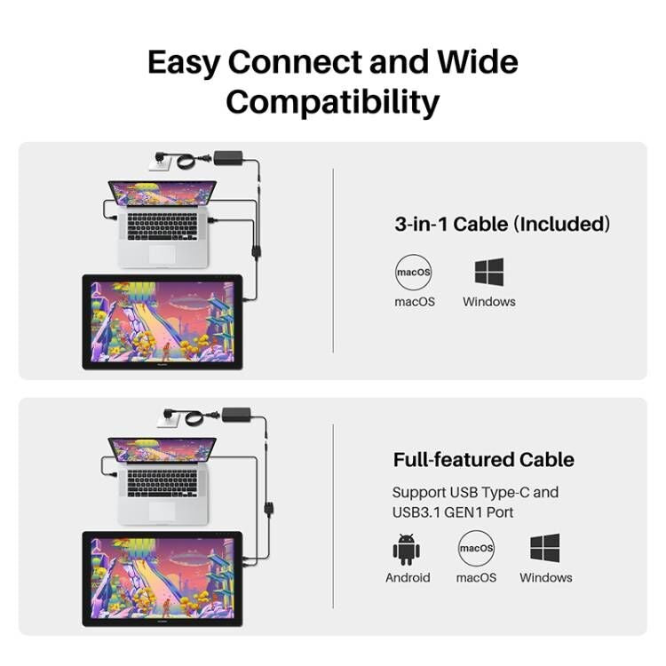 HUION-tableta gráfica Kamvas 24 Plus de 23,8 pulgadas, QLED Monitor con pantalla IPS, completamente laminada, 140% sRGB Pantalla de dibujo Lápiz digital 8192 niveles de presión