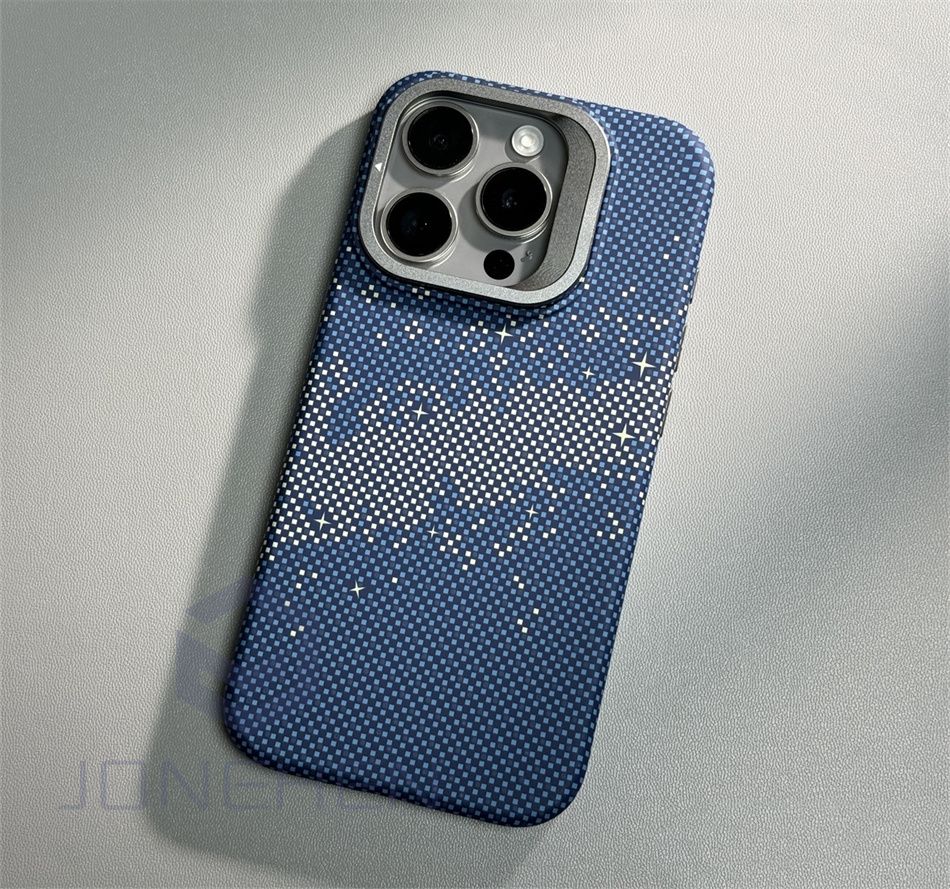 Soporte de aleación para lente MagSafe, funda para iPhone 14, 15 Pro, 13Pro Max, carga inalámbrica, textura de píxeles, dura, PC, cubierta trasera delgada