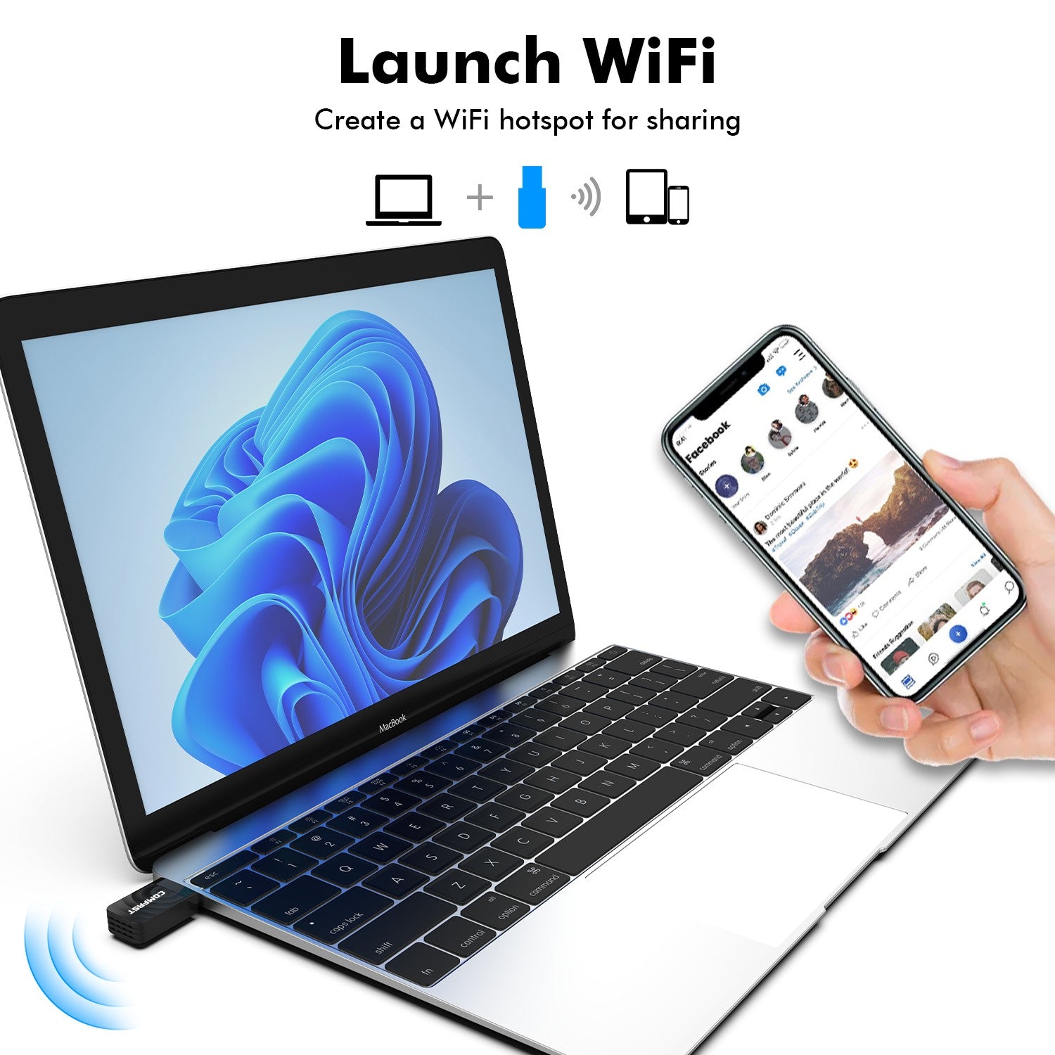 Comfast-Adaptador WiFi de 650M/1300Mbps, tarjeta de red inalámbrica de 2,4G y 5,8G, 11AC, Adaptador USB para ordenador portátil, PC, receptor WiFi Win 7, 8, 10, 11