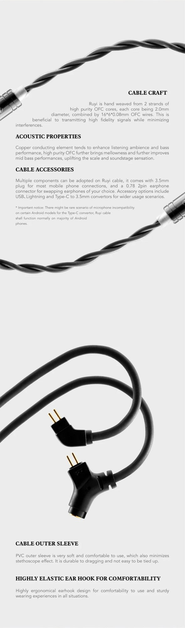 Cable de auriculares Celest RUYI con Cable de micrófono de pluma desmontable Audio IEMs pastilla de Audio auriculares para juegos transmisión en vivo
