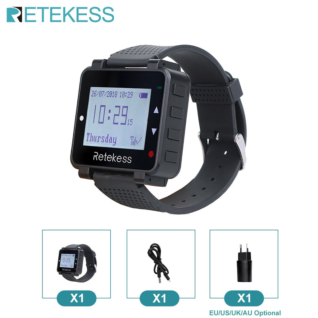 RETEKESS-sistema inalámbrico de llamadas para camarero, buscapersonas para restaurante, receptor de reloj T128, botón de llamada T117, servicio al cliente para cafetería