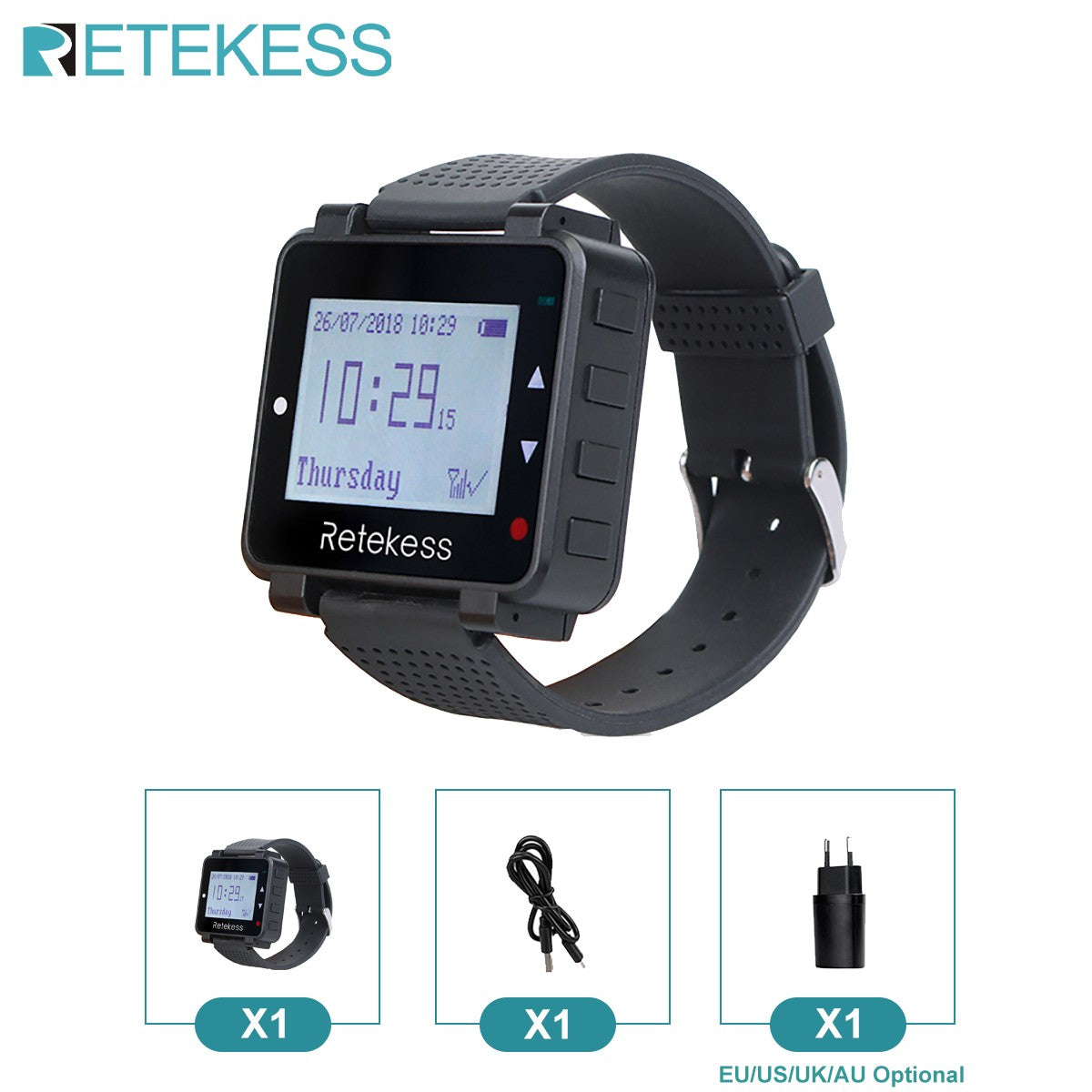 RETEKESS-sistema inalámbrico de llamadas para camarero, buscapersonas para restaurante, receptor de reloj T128, botón de llamada T117, servicio al cliente para cafetería