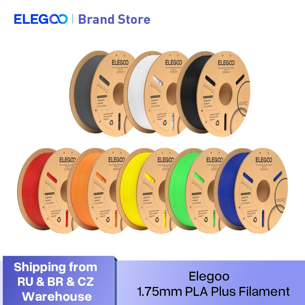 Filamento ELEGOO PLA+ de 1.75mm, PLA 3D para Impresoras 3D, Material Compatible con la Mayoría de las Impresoras FDM (1KG/Carrete, 2.2 lbs)
