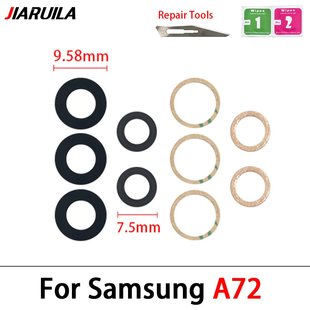 Nueva lente de cubierta de cristal de cámara trasera con adhesivo para Samsung A13 A14 23 4G A32 A52 5G A33 A53 A73 A52 A72 A82 A52S A24 A34