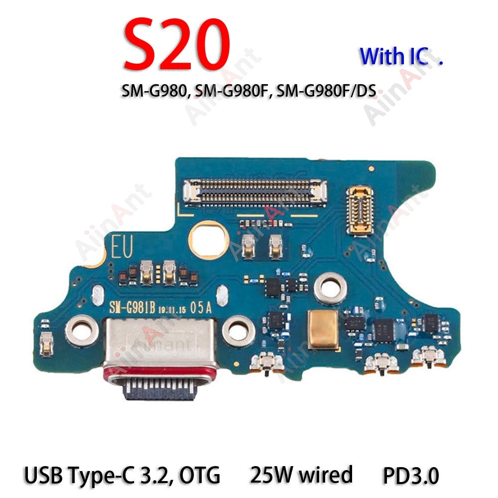 AiinAnt conector de placa de cargador USB, puerto de carga, Cable flexible, base Original For Samsung Galaxy S20 Ultra Plus FE S20 + G988B G988U G986B G986U G981B G981U G781B G780F G988N G986N G981N