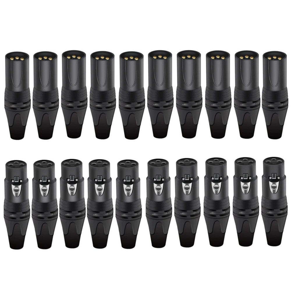 20 piezas, 10 juegos de conectores XLR de 3 pines, coloridos, hembra y macho, de 3 polos, para micrófono, amplificador de audio, para audiófilos