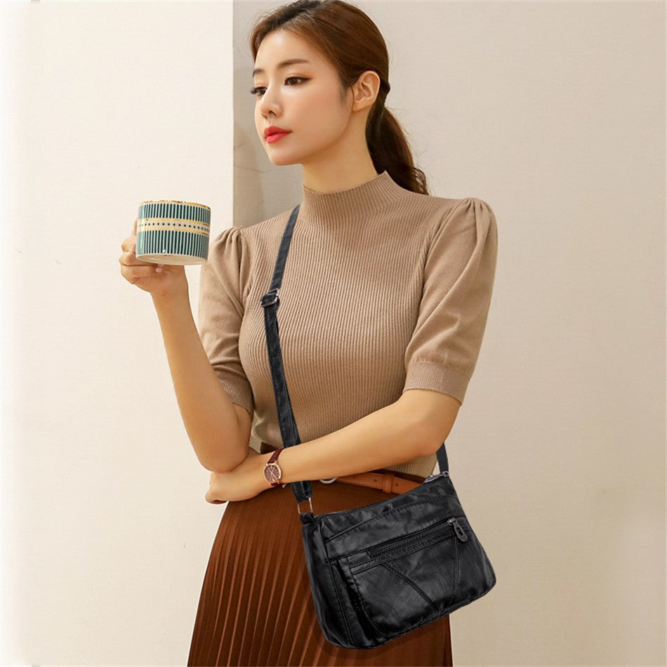 Bolso bandolera de Color liso que combina con todo, bolsos de hombro de alta capacidad para mujer, bolso de mano de piel sintética de alta calidad 2021