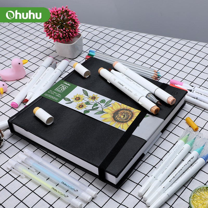 Ohuhu-alfombrillas marcadoras para bocetos de arte, cuaderno de tapa dura, pintura artística para estudiantes, libro de acuarelas, suministros escolares para bocetos de grafiti