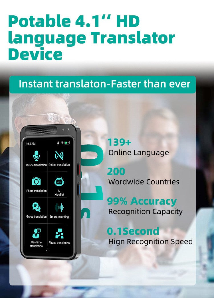 Traductor de Voz Inteligente Portátil Z6, Grabación Instantánea, 139 Idiomas, Traducción Inteligente en Tiempo Real, Máquina de Traducción Offline