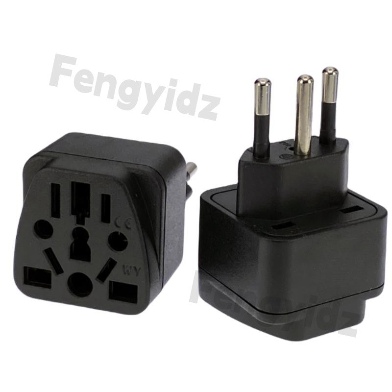 Adaptador de enchufe de viaje de Brasil UE/Reino Unido/AU/CN/JP/Asia/Italia a Brasil (Tipo N), enchufe de pared de Brasil con conexión a tierra de 3 clavijas
