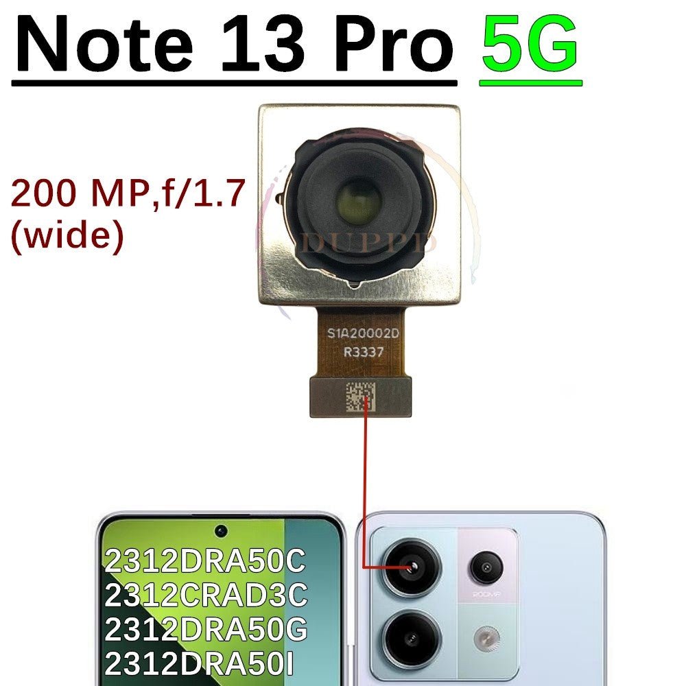 Cámara principal trasera para Xiaomi Redmi Note 13 Pro Note13Pro 4G 5G, piezas de Cable flexible de módulo de cámara frontal pequeña
