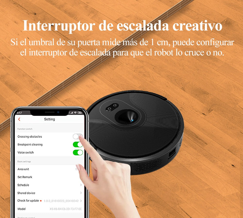 Robot aspirador ABIR X6PRO, sistema Smart Eye, aplicación No-Go Lines, línea Virtual APP, succión de 6000PA, fregona húmeda inteligente para el hogar