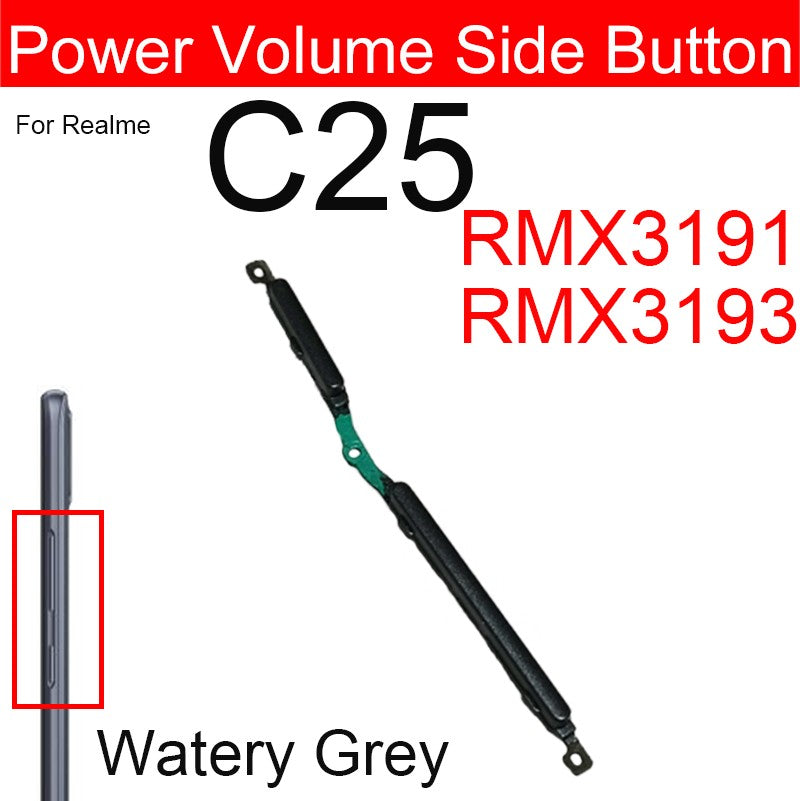 Para Realme C25 C25Y C25S C21 C21Y C20 C20A volumen de energía botón lateral volumen lateral botones de encendido llave pequeña piezas de cable flexible