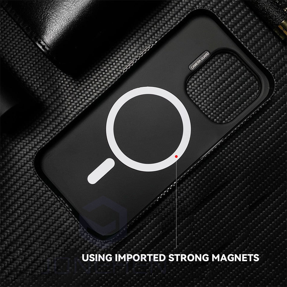 Soporte de aleación para lente MagSafe, funda para iPhone 14, 15 Pro, 13Pro Max, carga inalámbrica, textura de píxeles, dura, PC, cubierta trasera delgada