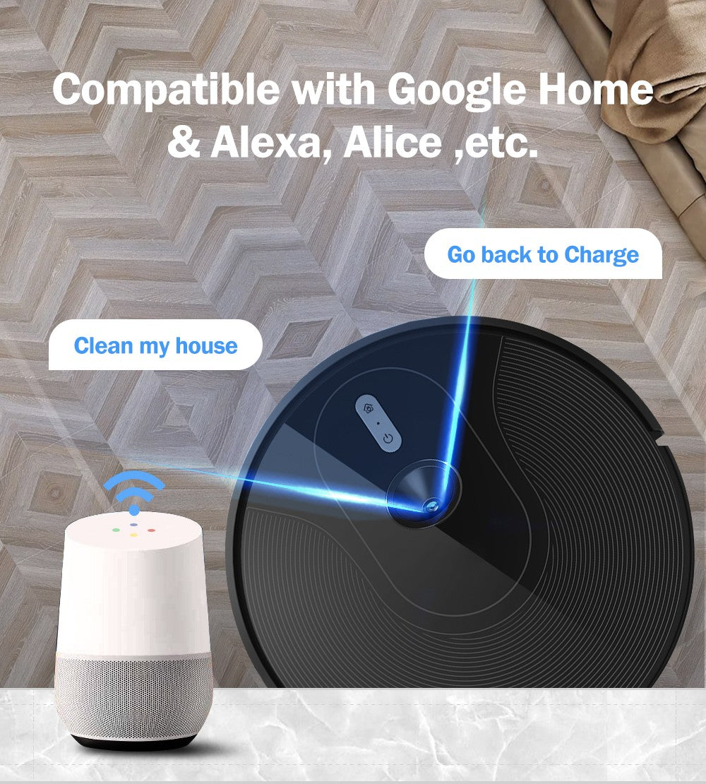 Robot aspirador ABIR X6 con sistema de ojo inteligente, succión 6000pa, software virtual wall, limpieza de áreas, desinfección por limpieza húmeda, tarjeta de memoria, compatible con Alexa, Google Home