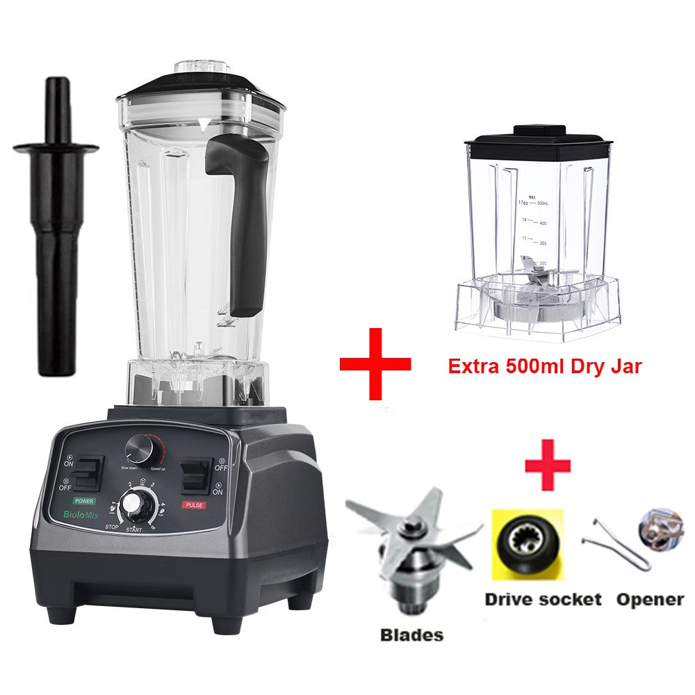 BioloMix-batidora con temporizador de alta resistencia, 3HP, 2200W, exprimidor, procesador de alimentos y frutas, batidos de hielo, sin BPA, tarro de 2L