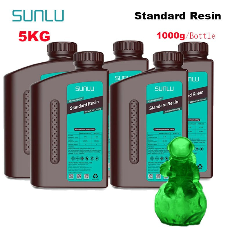 SUNLU 5KG estándar/resina 3D de lavado de agua 405nm resina UV para la mayoría de los materiales de impresora 3D SLA/DLP/LCD sensible a los rayos UV 1kg