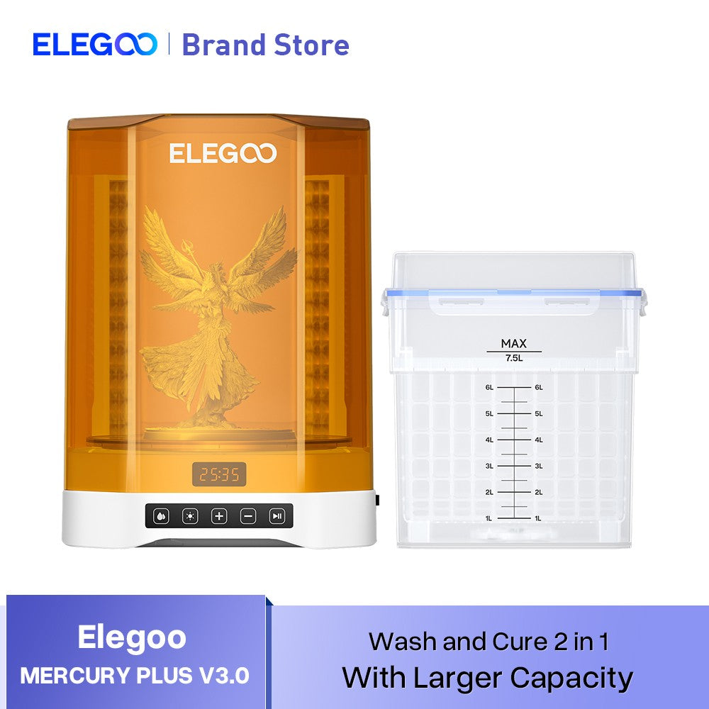 ELEGOO MERCURY PLUS V3.0 Máquina de Lavado y Curado 2 en 1 con Mayor Capacidad Compatible con la Mayoría de las Impresoras 3D LCD/DLP/SLA