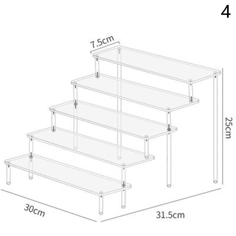 Soporte de exhibición acrílico de 1-4 niveles, estante de exhibición duradero para magdalenas, Perfume, muñeca, caja ciega Trapezoidal transparente, estante de almacenamiento