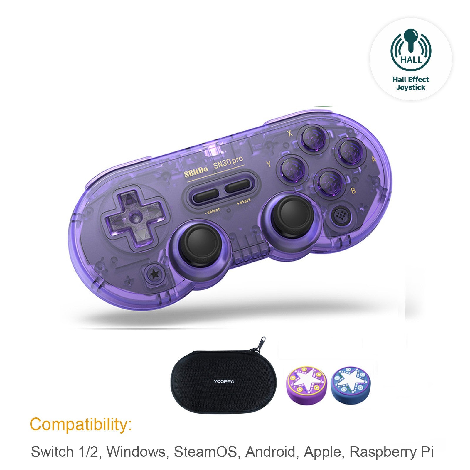 Control Inalámbrico para Juegos 8Bitdo SN30 Pro con Bluetooth y Efecto Hall para Switch 2, MacOS, Android, Raspberry Pi, Windows, Steam Deck