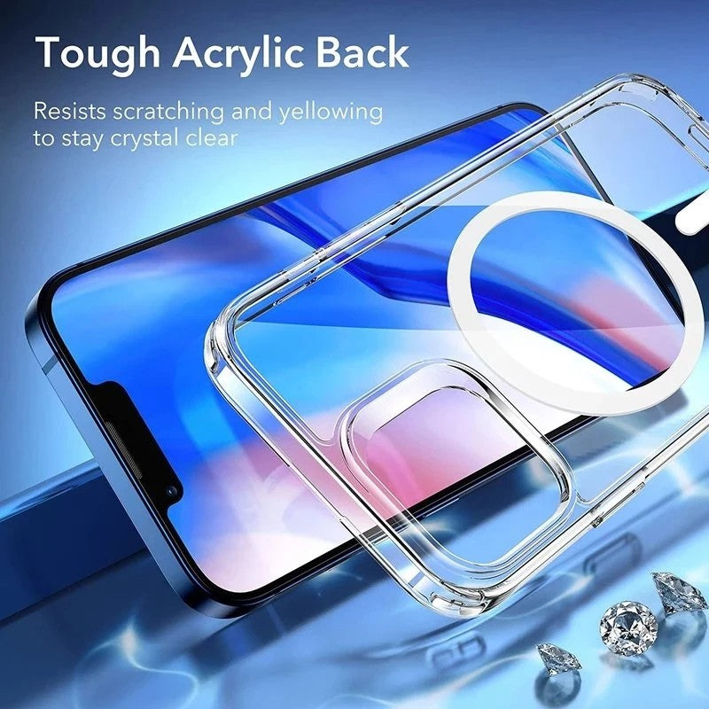 Magsafing-funda magnética Original para iPhone, carcasa de silicona acrílica para modelos 13, 15, 12, 11, 14, 16 Pro Max, Mini, X, XS, XR Plus, SE