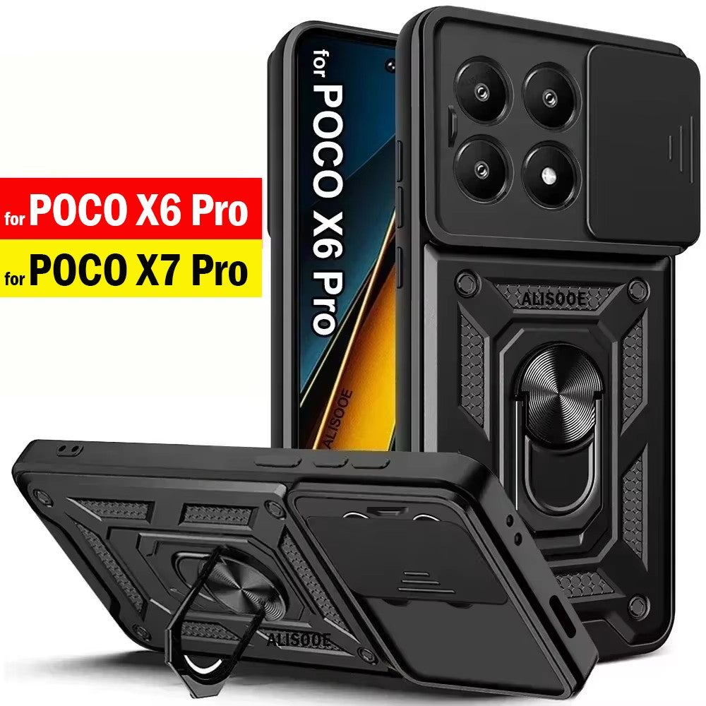 Funda Protectora para POCO X8 Pro Max X7 X6 Pro 5G, Funda con Anillo y Soporte para Xiaomi POCO X8 Pro, Protección para la Lente de la Cámara