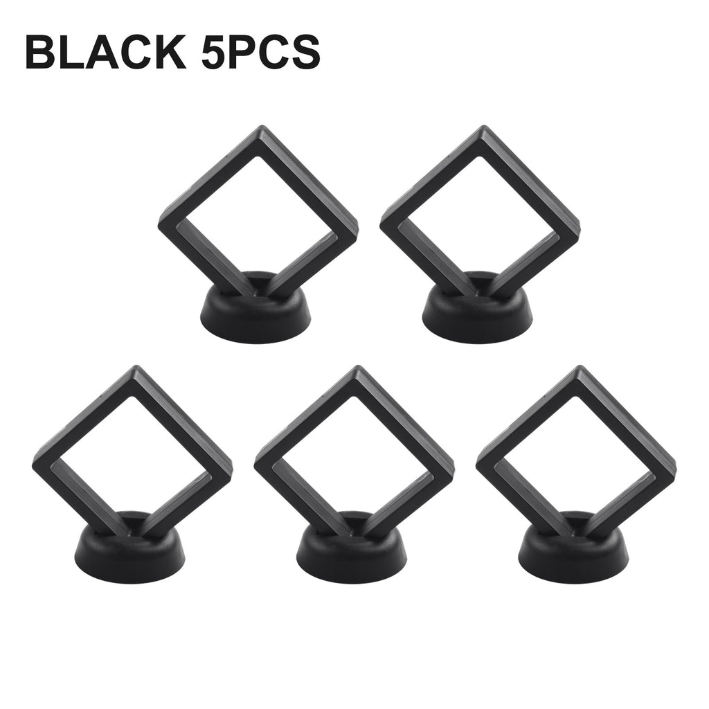 5/10 Uds. Marco flotante 3D anillo de joyería soporte para presentación de monedas caja de almacenamiento suministros para el hogar negro/blanco 70mm x 70mm x 20mm