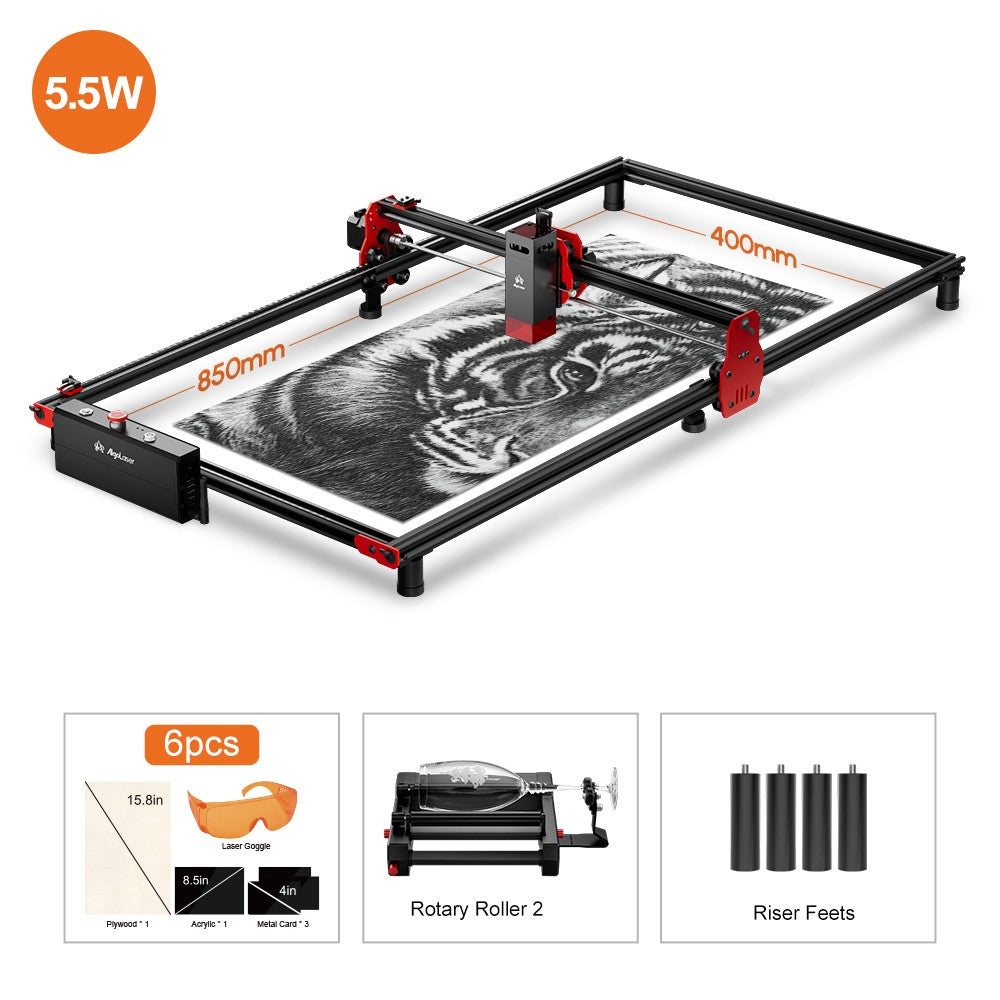 AlgoLaser KIT DIY 5.5W Máquina de Grabado Láser de Escritorio Inteligente de Nivel Básico con Control WiFi y Offline para Madera, Acrílico, Cuero y Manualidades DIY