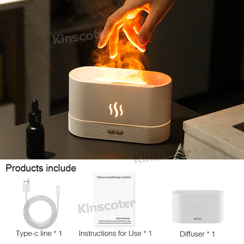 KINSCOTER-Difusor de Aroma ultrasónico, humidificador de aire, generador de niebla fría, nebulizador Led, aceite esencial, lámpara de llama