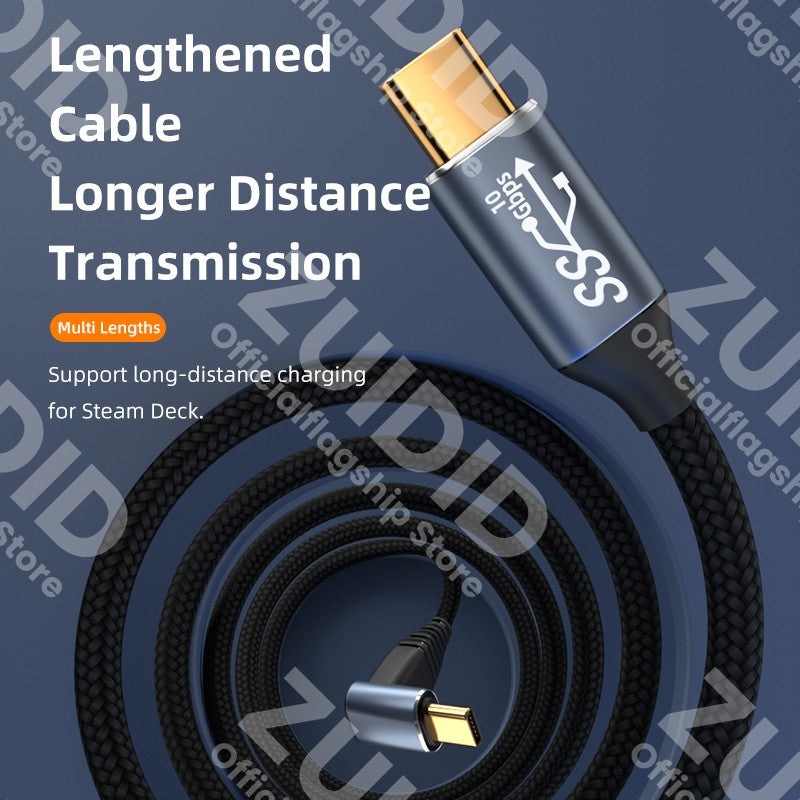 USB C a USB tipo C 3,1 Gen2 10Gbps Thunderbolt 3 4K @ 60Hz Cable PD100W 5A Cable de carga rápida para MacBook Pro Steam Deck Samsung
