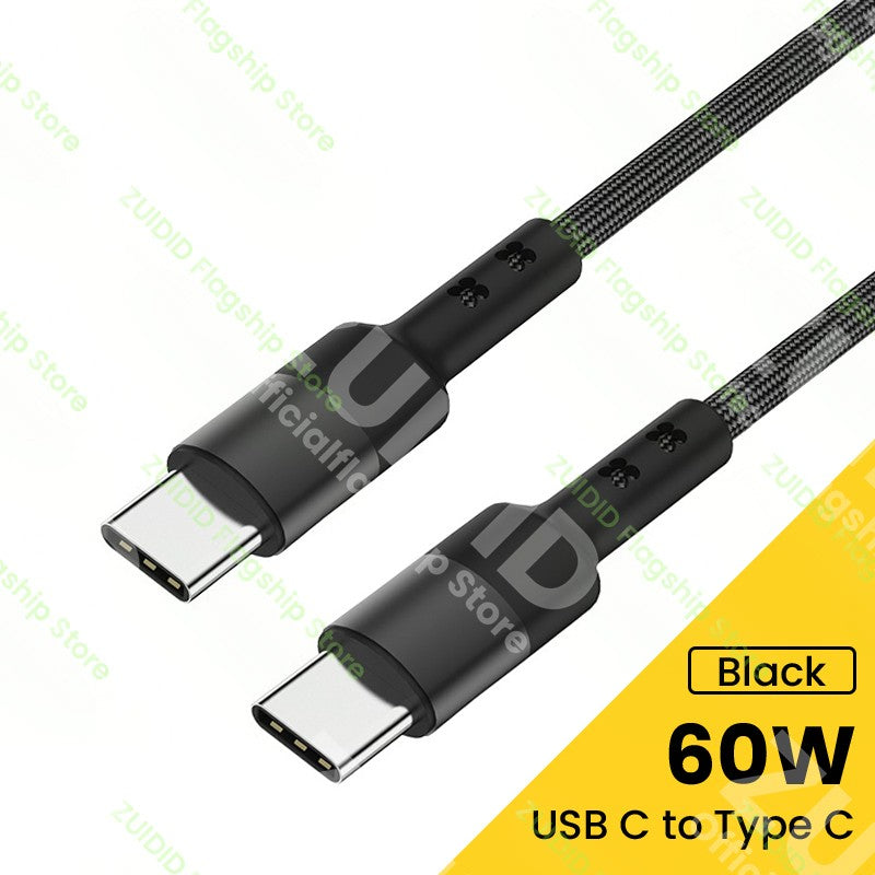 Cable USB C a tipo C de 100W PD 3,1 240W Cable cargador de carga rápida USB-C 5A Cable de datos tipo C para Macbook iPad Samsung Xiaomi 2m