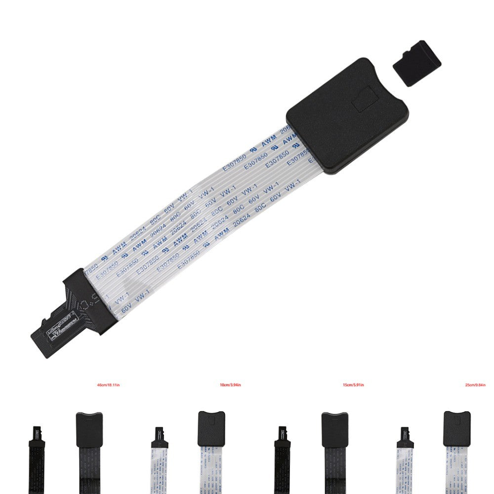 Extensor de Cable de extensión de lector de tarjetas, adaptador de 10/15/25/46cm TF macho a Micro SD hembra para coche, GPS, teléfono, cámara de TV