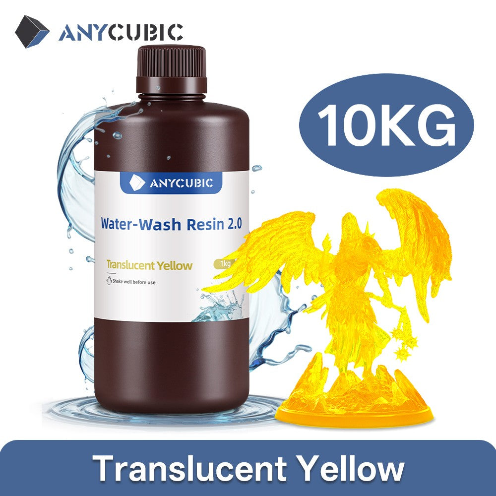 ANYCUBIC-resina de lavado de agua para impresora 3D LCD, alta precisión, bajo olor, baja viscosidad, impresión 3D, fotopolímero estándar, 10KG