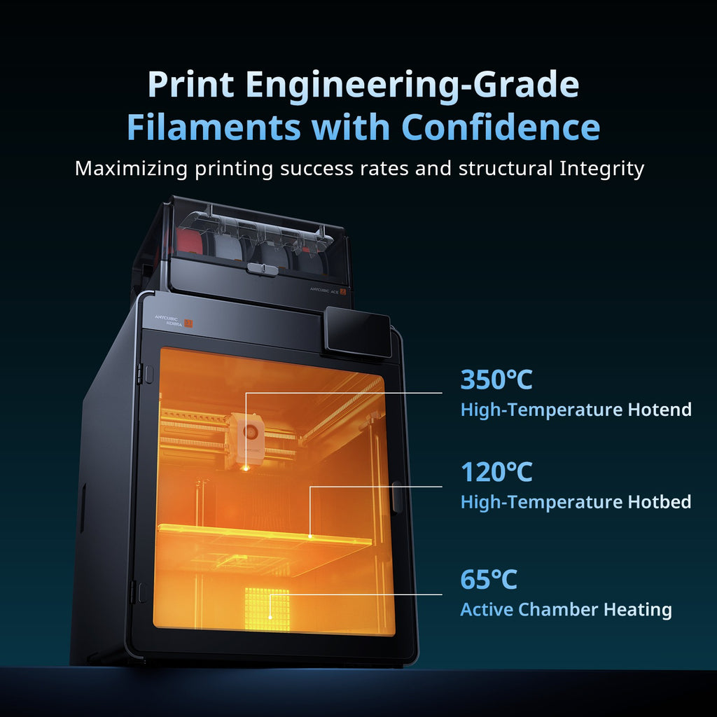 Impresora 3D Anycubic Kobra S1 Max Combo Multicolor, Velocidad Máxima de 600 mm/s con 350 ?   Boquilla de Acero Endurecido para Hotend, 350×350×350 mm